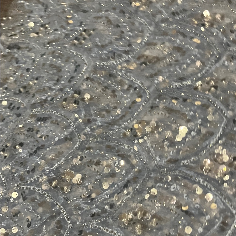 Silver Sequin Patterned Fabric - image 4